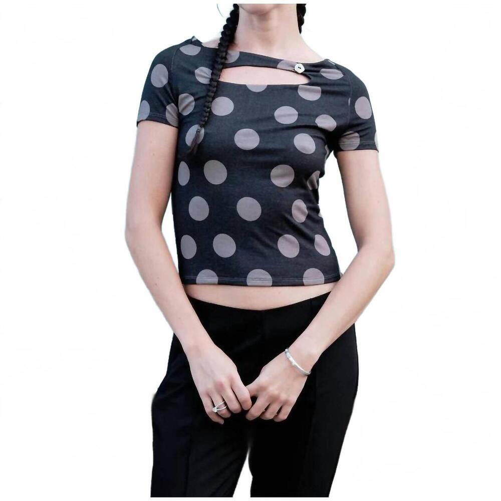 NEW WOODROSE DELI key polka dots top in black
